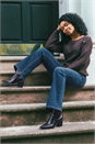Chocolate Petite Button Cable Knit Jumper, Image 7 of 7