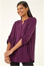 Plum Pintuck Jersey Stretch Top, Image 4 of 5