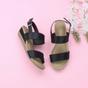 Black AJVANI Black Mid Wedge Heel Strappy Slingback Sandals, Image 4 of 6