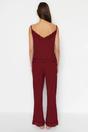Burgundy WOVCOR Burgundy 2-Piece Lace Trim and Pyjama Set, Image 5 of 5