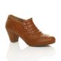 Tan AJVANI Tan Mid Heel Brogue Button Ankle Boots Shoe Boots, Image 1 of 6