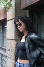 Grey Pale grey tortoiseshell oversized hexagon Sunglasses, Image 2 of 5