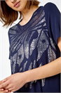 Navy Metallic Animal Print T-Shirt, Image 1 of 5