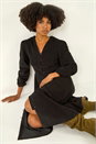 Black Corduroy Button Down Midi Dress, Image 1 of 5