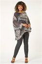 Black Curve Mono Wave Print Woven Top, Image 2 of 5