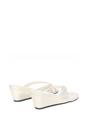 White XY LONDON White 'Rosa' Mid Wedge Heel Sandal Mules With Toe Post, Image 4 of 6