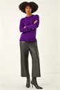 Purple Plain Soft Crew Neck Jumper, Image 2 of 5