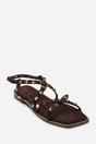 Dark Brown 'Montana' Gladiator Sandal With Stud Detail, Image 3 of 6
