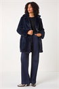 Midnight Blue Faux Fur Longline Coat, Image 2 of 5