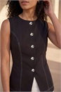Black Contrast Stitch Waistcoat, Image 4 of 4