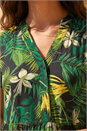 Green Tropical Leaf Print V-Neck Midi Dress, Image 4 of 4