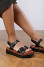 Black 'Andrea' Chunky Buckle Strap Sandal, Image 2 of 2