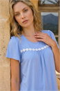 Light Blue  Daisy Trim Stretch Top, Image 4 of 4