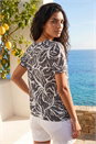 Black Floral Burnout Print Blouson Top, Image 3 of 4