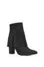 Black XY LONDON Black 'Ayla' Fold Over Ankle Boots Layered Point Toe Block Heel Booties, Image 2 of 6