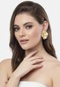 Gold Floral stud Earrings, Image 4 of 5