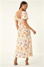 Ivory  Petite Floral Ruched Stretch Midi Dress , Image 3 of 5