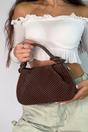 Brown Woven Mini Bag With Handle and Body Strap, Image 4 of 4