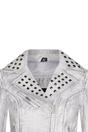 White Gothic Biker Stud Leather Jacket -Bilbao, Image 3 of 4