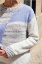 Light Blue  Textured Colour Block Knit Jumper, Image 4 of 4