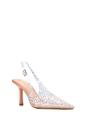 Beige XY LONDON Beige 'Pauline' Perspex Slingback High Heels With Crystal Details, Image 2 of 6