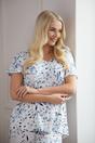Blue Camille Lingerie Blue Lightweight Floral Print Pyjama Set, Image 5 of 5