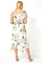 Green Floral Cold Shoulder Midi Dress, Image 3 of 4