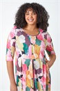 Pink Curve Abstract Relaxed Pocket Shift Dress, Image 4 of 5