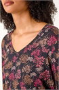 ORANGE Floral Print Relaxed Stretch Top, Image 5 of 5