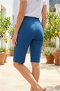 Petrol Blue Stretch Knee Length Elastic Waist  Shorts, Image 3 of 4