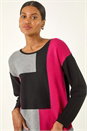 Black Ribbed Colour Block Knit Jumper, Image 4 of 5