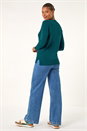 Teal Plain Soft Crew Neck Jumper, Image 3 of 5