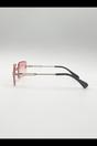 Pink Frameless Square Sunglasses in Pink, Image 4 of 6