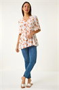ORANGE Floral Print Tassel Top, Image 2 of 5