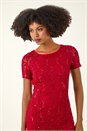 Red Leaf Lace Sequin Midi Dress, Image 4 of 5