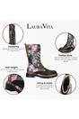 Black Womens Leather Gothic High Boots -INCASO, Image 3 of 7