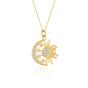 Gold Sterling Silver Sun and Moon Necklace Pendant, Image 1 of 1