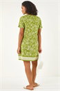 Green Paisley Print Linen Blend Shift Dress, Image 3 of 5