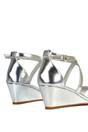 Silver XY LONDON Silver 'Kylie' Strappy Sandal Wedge Heels With Ankle Strap, Image 5 of 6