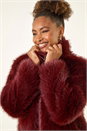 Burgundy Faux Fur Relaxed Jacket, Image 2 of 7