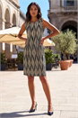 Black Abstract Print Panel Detail Dress, Image 2 of 4