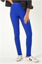 Royal Blue Full Length Elastic Waist Stretch Trousers, Image 4 of 5