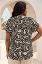 Natural  Curve Textured Print Stretch Top , Image 3 of 4