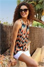 Blue Tie Dye Stretch Jersey Halterneck Top, Image 1 of 5
