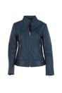 Navy 'Lillian' Real Leather Biker Jacket, Image 2 of 5