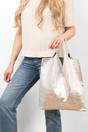 Silver Metallic Italian Leather Shoulder Bag, Image 3 of 4
