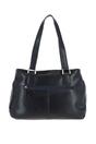 Navy Vegetable Tanned Three Section Real Leather Shoulder Bag, Image 3 of 3