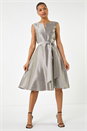 Mink Belted Fit & Flare Dress, Image 2 of 5