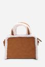 Tan Kismet Borg Trim Tote Bag with Cross Body Strap, Image 3 of 7