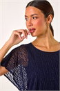 Navy  Printed Burnout Bubble Hem Top, Image 4 of 5
